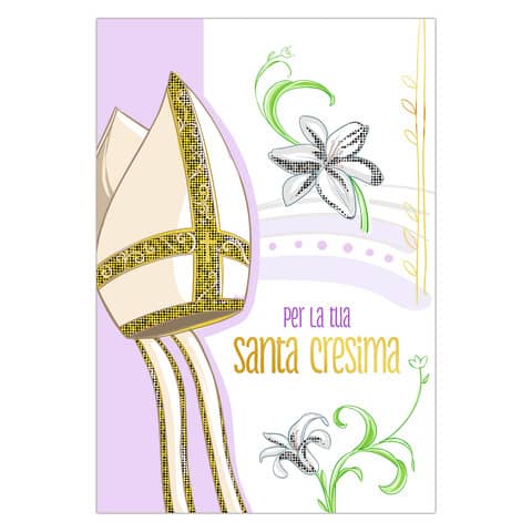 Biglietti augurali Santa Cresima Biembi 12x18 cm conf. da 6 pezzi assortiti - con portasoldi - BXBDKTC03